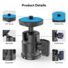 Picture of Mini Ball Head, rubesee Panoramic Camera Tripod Head with 1/4" Screw Shoe Mount, 360 Rotatable Metal Adapter for DSLR Camera Tripods Monopods Camcorder Light Microphone Photography, Max Load 5.5lbs