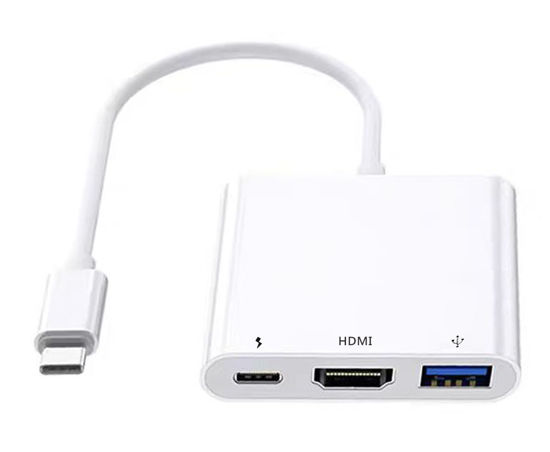 Picture of USB C to HDMI Multiport Adapter, USB C Digital AV Adapter for iPhone 15, Multiport AV Adapter with 4K HDMI Output USB 3.0 Port & USB-C Fasting Charging Port Compatible for MacBook Pro, iPad Air