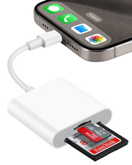 Picture of USB-C SD Card Reader for iPhone 15, 2-in-1 Digital Camera Memory Card Adapter for SD and Micro SD Cards