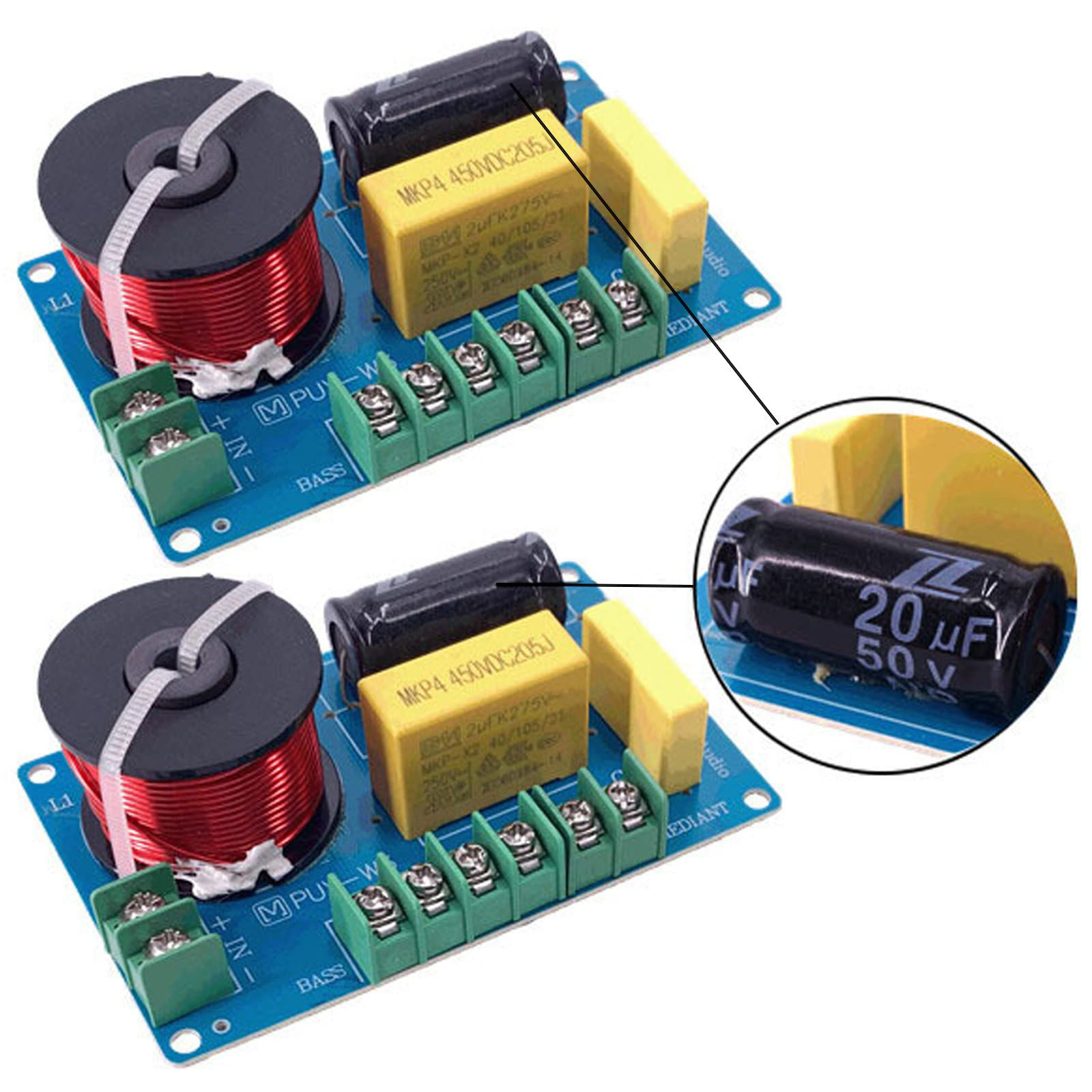 GetUSCart- Diarypiece 2 Pcs 3 Way Speaker Crossover Divider Hifi Filter ...