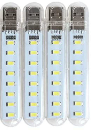Picture of Ruiwaer USB Light 4pcs Led Light Stick with 8 Lamp Beads for Power Bank PC Laptop Notebook, White Light USB Small Night Light Plug in