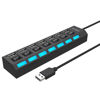Picture of Multi Port Splitter, 7 Port USB 2.0 Hub, USB A Port Data Hub with Independent On/Off Switch and LED Indicators, Lights for Laptop, PC, Computer, Mobile HDD, Flash Drive and More (Black 2.0)