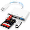 Picture of Denlane USB C SD Card Reader for iPhone 15, USB C to Micro SD Memory Card Adapter for iPad/Mac Pro/Air, USB-C/Type C Camera Card Reader with 2 Slots & USB Port for Phone/Laptop and More USBC Devices