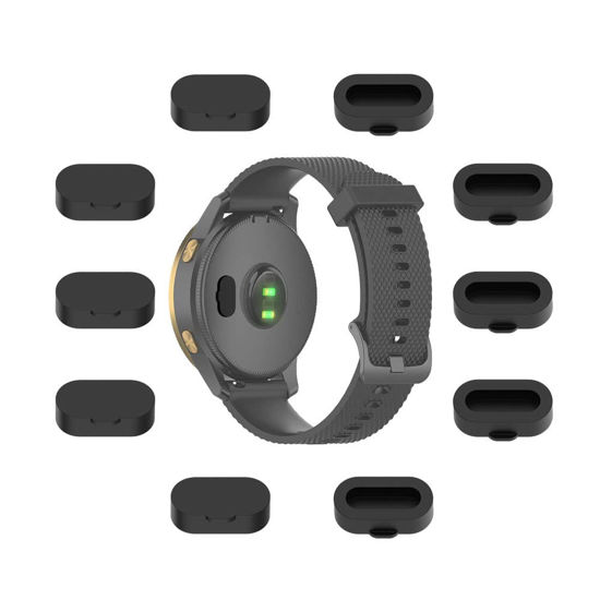 Picture of MTHGH Dust Plug for Garmin Fenix 7X/7/7S/6X/6/6S [10 Pcs], Silicone Anti Dust Cap Garmin 965/955/945/935/265/255/245/55/45, Charger Port Protector for Garmin Venu 2/Vivoactive 3/4/Instinct Dust Cover