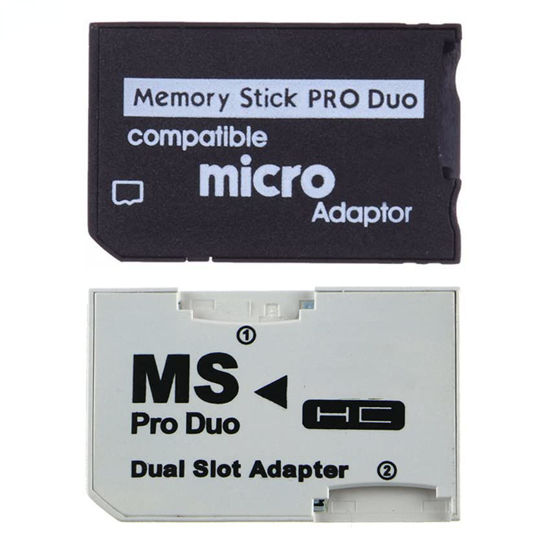 Picture of Single Dual Memory Card Adapter Micro SD Card to Memory Stick MS Pro Duo for PSP 1000 2000 3000 Card Slot Adapter (Black Single Slot)