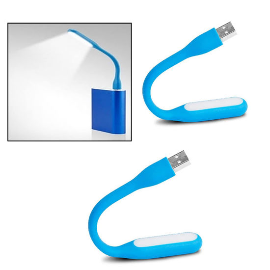 Picture of Soseelnee Mini Flexible Light, Portable USB Led Reading Night Lamp for PC Laptop Computer Notebook Power Bank - 2 Pack (Blue)