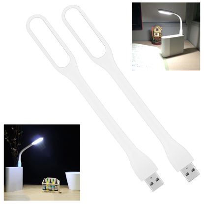 Picture of Soseelnee Mini Flexible Light, Portable USB Led Reading Night Lamp for PC Laptop Computer Notebook Power Bank - 2 Pack (White)