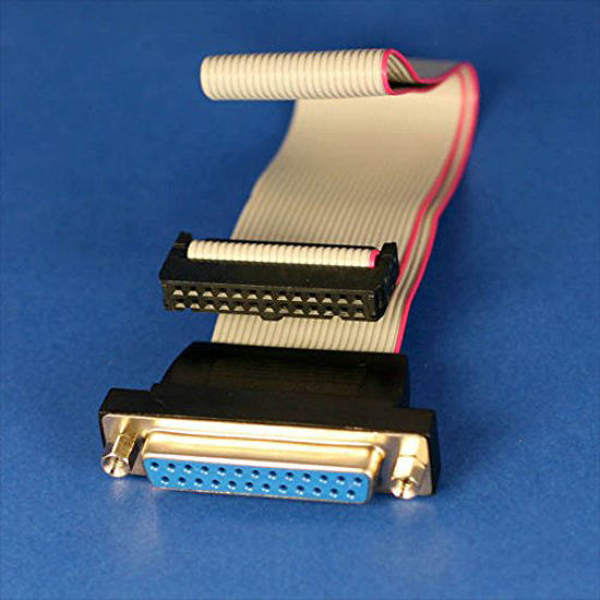 Picture of PCCABLES.COM 12in DB25 Female to 26 Pin Female 2.54mm Pitch IDC Ribbon Cable