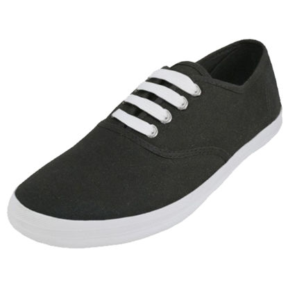 Picture of Shoes 18 Womens Canvas Shoes Lace up Sneakers 324 Black/White 7.5 - Size: 7.5