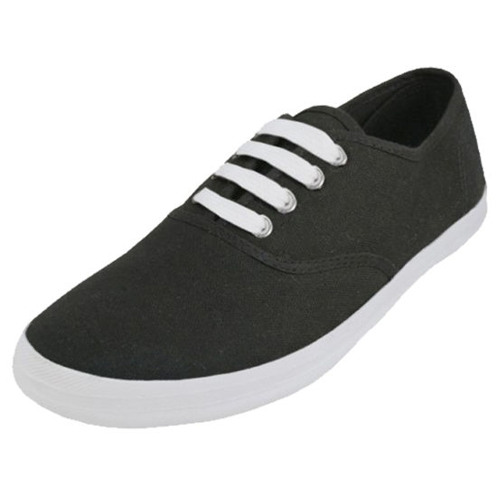Picture of Shoes 18 Womens Canvas Shoes Lace up Sneakers 324 Black/White 7.5 - Size: 7.5