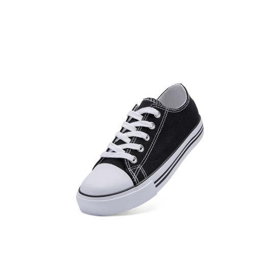 Picture of The Fashion Supply Kids Canvas Shoes for Girls & Boys - Breathable & Comfortable Boys & Girls Canvas Shoes, Black & White, Little Kid, 11 - Size: 11 Little Kid