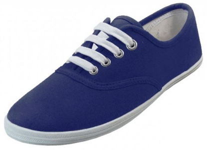 Picture of Easy USA - Womens Canvas Lace Up Shoe with Padded Insole, 5, Navy - Size: 5