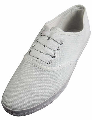 Picture of Easy USA Womens Lace Up Canvas Plimsol Sneakers Shoes White 7 - Size: 7