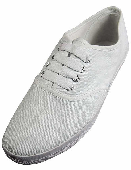 Picture of Easy USA Womens Lace Up Canvas Plimsol Sneakers Shoes White 7 - Size: 7