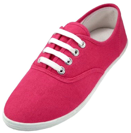 Picture of Shoes 18 Womens Canvas Shoes Lace up Sneakers 18 Colors Available 324 Neon Fushia 10 - Size: 10
