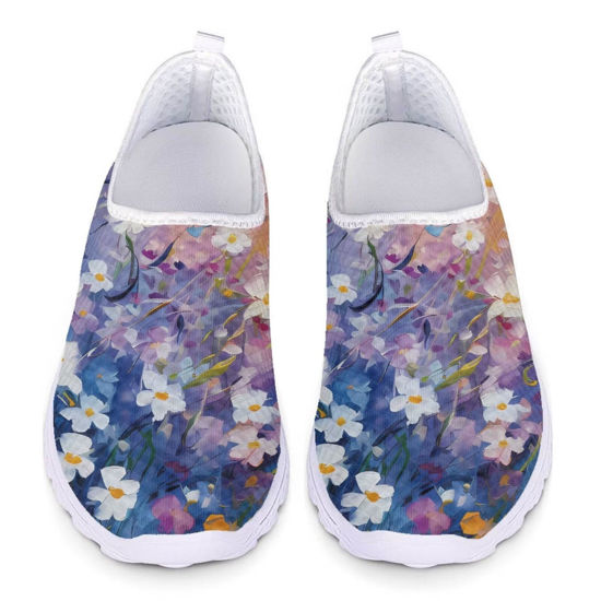 Picture of Ystardream Womens Sneakers Size 8.5 Daisy Shoes Hiking Sneakers Women Oil Painting Design Mesh Material Athletic Shoes Women - Size: 8.5