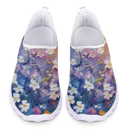 Picture of Ystardream Womens Sneakers Size 9.5 Daisy Shoes Hiking Sneakers Women Oil Painting Design Mesh Material Athletic Shoes Women - Size: 9.5