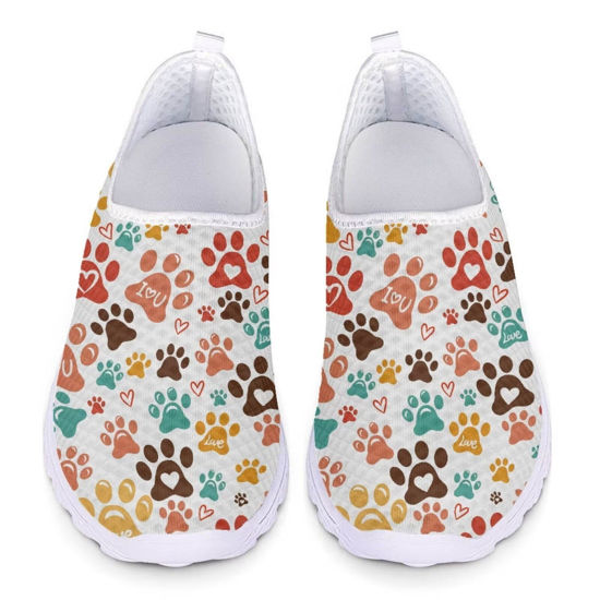 Picture of Ystardream Colorful Cat's Paw Women's Walking Shoes Slip On Lightweight Casual Tennis Running Shoes Everyday Shoes Casual Lightweight Mesh Shoes Ladies Athletic Tennis Shoes - Size: 9.5