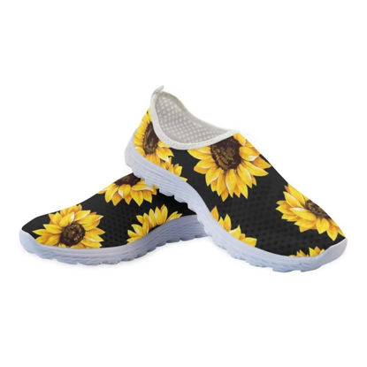 Picture of Jeiento Sunflower Slip On Sneakers for Women Fashion Sneakers Walking Shoes Non Slip Lightweight Breathable Mesh Running Shoes Comfortable US 6 - Size: 6