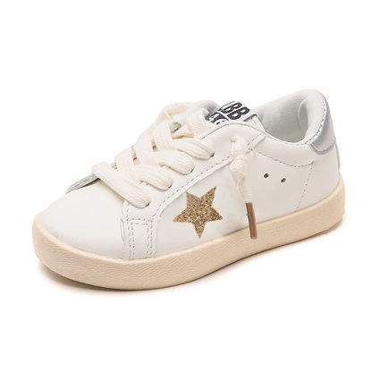 Picture of XinYiQu Kids Sparkle Star Sneakers Casual Sports Running Shoes for Girls Boys 9 M US Toddler,Gold - Size: 9 Toddler