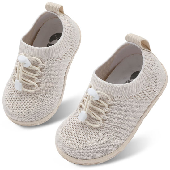 Picture of Centipede Demon Baby Boys Girls Shoes Toddler First Walking Shoes Slip on Crib Shoes Breathable Sock Shoes Lightweight Soft Sneakers 5-5.5 Toddler Beige - Size: 5-5.5 Toddler