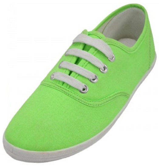 Picture of Shoes 18 Womens Canvas Shoes Lace up Sneakers 18 Colors Available 324 Neon Green 11 - Size: 11