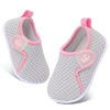 Picture of FEETCITY Baby First Walking Shoes Boys Girls Toddler Sneakers Anti-Slip Newborn Crib Shoes Pink Grey - Size: 18-24 Months Infant