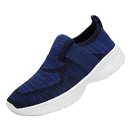 Picture of ReverseClock Kids Lightweight Breathable Loafer Walking Shoes Easy Walk Sport Running Sneaker Casual Slip-on Shoe for Boys Girls (Blue, Numeric_1) - Size: 1 Big Kid