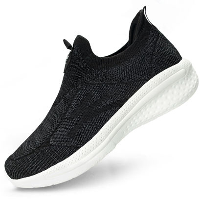 Picture of Giniros Womens Walking Shoes Women's Slip On Shoes Memory Foam Lightweight Casual Comfortable Sneakers Black White 9 - Size: 9