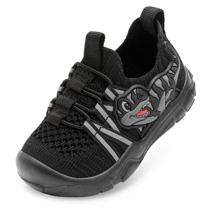 Picture of FEETCITY Toddler Boys Shoes Wide Toddler Shoes Infant Walking Shoes Lightweight Kids Slip On Shoes Toddler Girls Sneakers Size 7 Black - Size: 7 Toddler