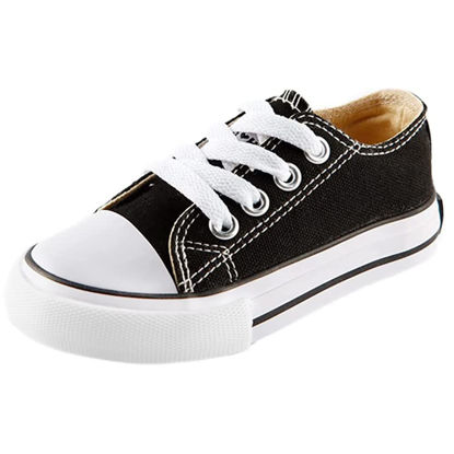 Picture of Mvlsoct Boys and Girl Low Top Canvas Kids Lace up Sneakers Black - Size: 10 Narrow Toddler