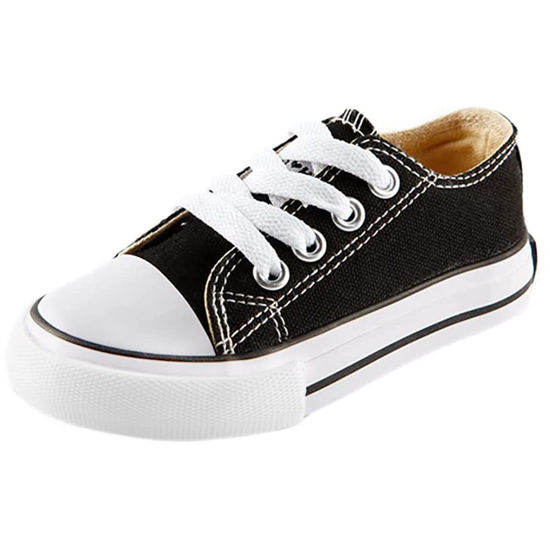 Picture of Mvlsoct Boys and Girl Low Top Canvas Kids Lace up Sneakers Black - Size: 10 Narrow Toddler