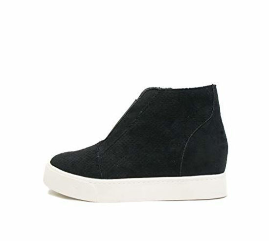 Picture of SODA Pointer - Mid Ankle Platform Sneaker w/Hidden Wedge and Side Zipper (8.5, Black) - Size: 8.5