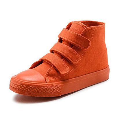 Picture of Boy's Girl's High-Top Casual Strap Canvas Sneakers, Orange, Little Kid, Size 11 - Size: 11 Narrow Little Kid