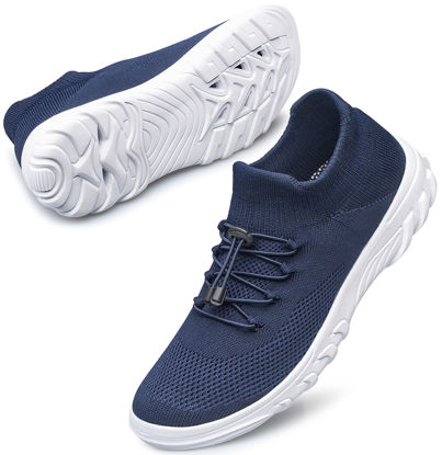 Picture of DOUSSPRT Womens Walking Shoes Slip On Hypersoft Sock Tennis Water Sneakers Fashion Casual Mesh Comfortable Athletic Breathable Running Blue Size 8.5 - Size: 8.5
