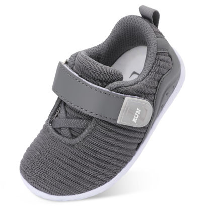 Picture of L-RUN Kids Barefoot Shoes Girls Boys Kids Lightwight Breathable Athletic Sport Sneakers Grey 5.5-6 Toddler - Size: 5.5-6 Toddler