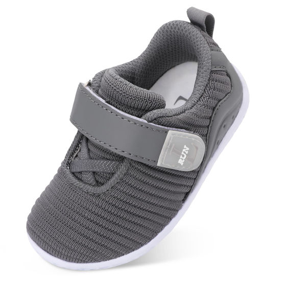 Picture of L-RUN Kids Barefoot Shoes Girls Boys Kids Lightwight Breathable Athletic Sport Sneakers Grey 5.5-6 Toddler - Size: 5.5-6 Toddler
