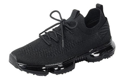 Picture of Forever Link Womens Air Cushion Fashion Sneakers Breathable Knit Comfortable Lightweight Walking Shoes, Black, 7.5 - Size: 7.5