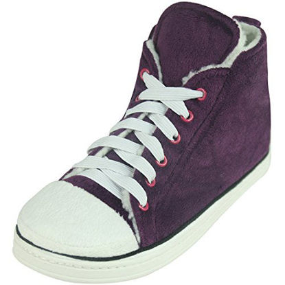 Picture of Home Slipper Womens Winter Warm Cozy Fleece High-Top Indoor Outdoor House Room Cute Fashion Sneakers Boot Slippers Shoes,US 6.5,Purple - Size: 6.5