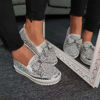 Picture of N/AB Women's Casual Fashion Platform Rhinestones Glitter Slip On Sneakers Cute Bowknot Flat Walking Loafers Platform Dress Shoes Silver 39 - Size: 8