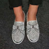 Picture of N/AB Women's Casual Fashion Platform Rhinestones Glitter Slip On Sneakers Cute Bowknot Flat Walking Loafers Platform Dress Shoes Silver 39 - Size: 8
