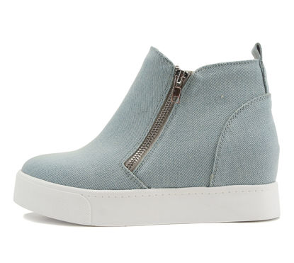 Picture of Soda Womens Taylor Nubuck Hight Top Slip On Fashion Sneakers (LT-Blue Denim, Numeric_10) - Size: 10