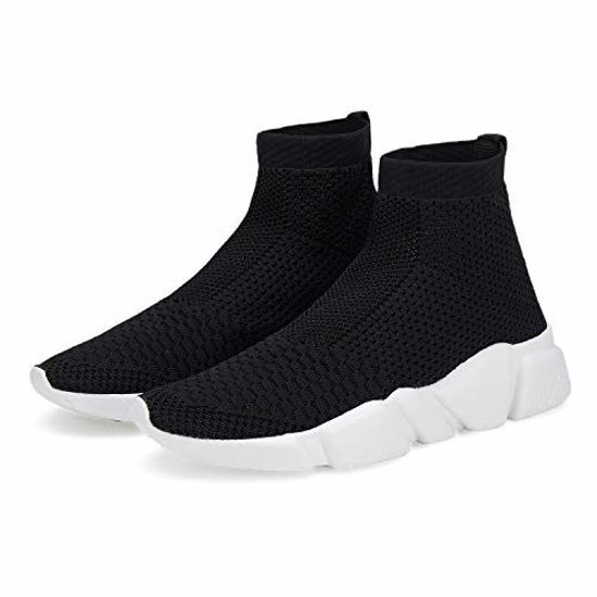 Picture of Hetios Socks Shoes for Boys Girls Breathable Tennis Sneakers Casual Athletic Slip On Walking Shoes Black (Toddler/Little Kid/Big Kid) 6.5 M US Big_Kid 054B-38 - Size: 6.5 Big Kid