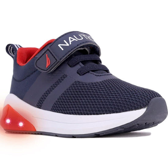 Picture of Nautica Kids Light Up Flashing Sneaker Athletic Strap Running Shoes Boy Girl Toddler Little Kid -Towhee Buoy Lights-Navy Red Size-5 - Size: 5 Toddler