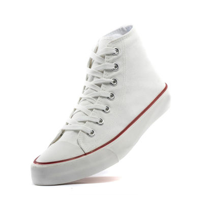 Picture of rosyclo Women's High Top Canvas Sneakers Fashion Lace-up Classic Casual Walking Shoes White - Size: 8.5