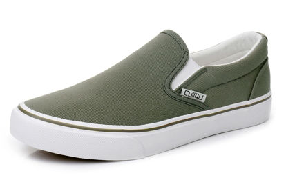 Picture of Cull4U Women's Classic Slip On Trainer Shoes (9 M US,Olive/White) - Size: 9