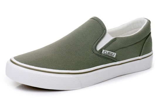 Picture of Cull4U Women's Classic Slip On Trainer Shoes (9 M US,Olive/White) - Size: 9