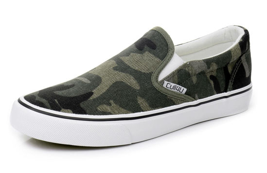 Picture of Cull4U Women's Classic Slip On Trainer Shoes (8 M US,Camouflage/White) - Size: 8