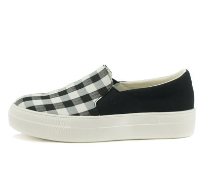 Picture of Soda TOPSHOE ave- Hike Platform Slip- On Sneaker w/Cushion Foam (8.5, Gingham Black, Numeric_8_Point_5) - Size: 8.5