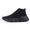 Picture of CHUI Boys Girls All Black Casual Fashion Sock Sneakers Knitted Shoes Running Shoes Lightweight Breathable Tennis Shoes Sports Walking Non Slip Shoes Slip-on Shoes(Big/Little) Kids Size 1 M US - Size: 1 Little Kid